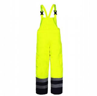 Salopeta de lucru reflectorizanta captusita verde lime din material impermeabil si termoizolator Lahti Pro