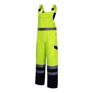 Salopeta de lucru reflectorizanta verde lime cu benzi reflectorizante Lahti Pro