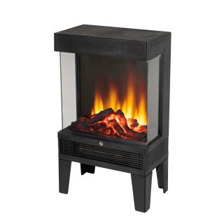 Semineu electric, pe picioare, negru cu focar din sticla 31 x 53 x 18 cm