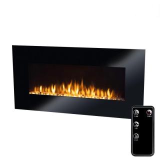 Semineu smart de perete, 2 trepte de incalzire 1000 2000W, sticla securizata, termostat electronic, 100 x 50 x 13,5 cm