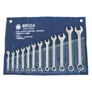 Set chei combinate in folie Mega, 6-22mm, otel inoxidabil, cromat, 12 piese