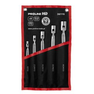 Set chei tubulare cu torx flexibile Proline, crom-vanadiu, material forjat, E6-E24, 5 piese