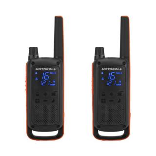 Set statii emisie-receptie, raza 10 Km, 16 canale principale, buton de alarma, 20 tonuri de apel, 0.5W