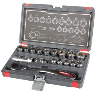 Set trusa tubulare canelate Proline, 17 piese, extensie 77mm, adaptor
