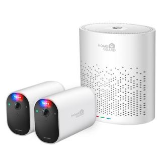 Sistem de securitate fara fir Smart Homeguard, 2 camere cu lumina rosie albastra si sirena, 2K, 4Mp, 8 canale