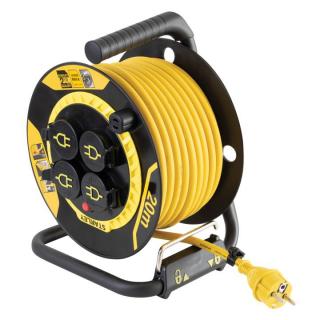 Tambur cablu Stanley, 20m, protectie IP44, putere 3200W, 4 socluri, baza metalica
