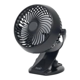 Ventilator cu acumulator si clema, 10 cm, negru cu 3 trepte