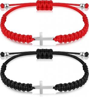 Set  doua Bratari Argint 925, snur si pandantiv cruce