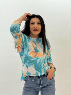 Bluza cu flori turcoaz
