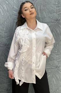 Camasa  alba din bumbac cu doua flori
