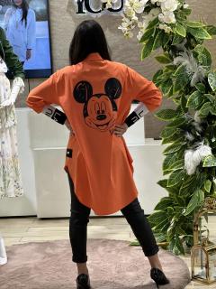 Camasa cu manseta tricotata si imprimeu Mickey pe spate