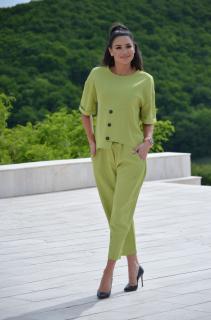 Compleu verde cu bluza cu nasturi