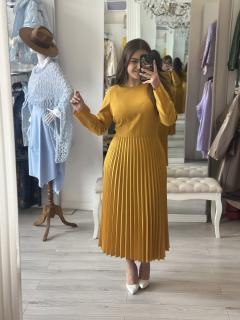 Rochie mustarie plisata