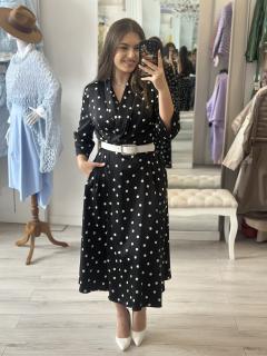 Rochie neagra cu buline albe