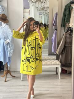 Rochie verde lamai cu imprimeu