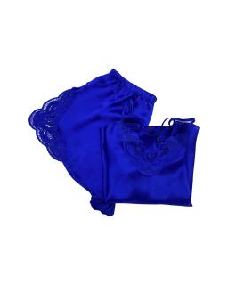 Pijama scurta din satin Royal Blue