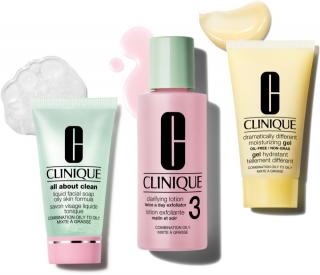 Set de calatorie Clinique 3-Step Skincare Systemmpentru Ten Mixt Gras