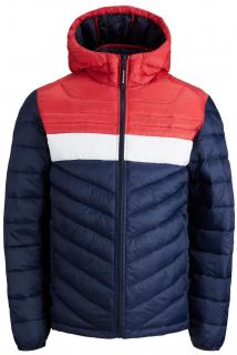 Geaca JACK JONES Hero Puffer - 12211785-Navy Blazer TRUE RED BLOCKING