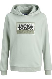 Hanorac JACK JONES Logan Print Hood JNR - 12254120-Aqua Gray