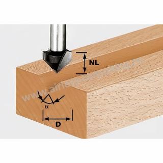 Freza de canelat in forma de V HS S8 D11, 9, 5, 60, Festool