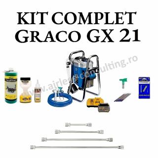 Set complet pompa de zugravit, vopsit, Graco, GX 21, 1.8 l min, cu acumulator DEWALT 18V