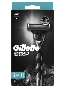 Aparat de ras Gillette Mach3 Charcoal, 1 maner + 2 rezerve