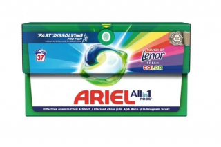 Ariel detergent de rufe capsule, All in 1 Pods Touch of Lenor Color, 37 bucati