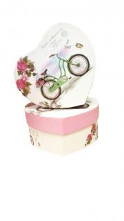 Cutie pentru cadou in forma de inima ,model cu bicicleta