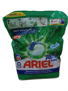 Detergent de rufe capsule Ariel All in One PODS Mountain Spring, 50 spalari