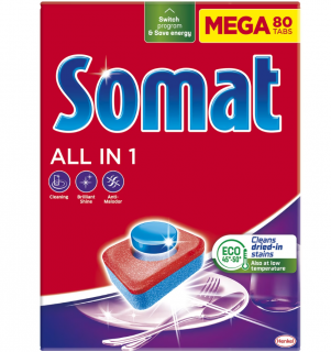 Detergent pentru masina de spalat vase Somat All in one, 80 tablete