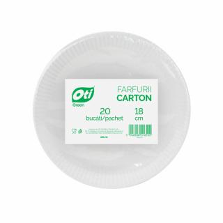 Farfurii carton, OTI GREEN, albe, 18 cm, 20 buc set