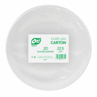 Farfurii carton, OTI GREEN, albe, 22.5 cm, 20 buc set