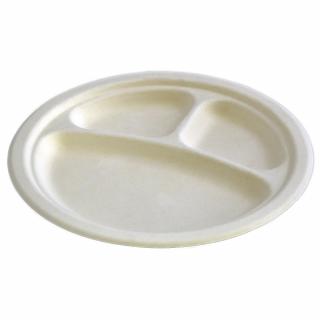 Farfurii plate biodegradabile 25 cm, 3 compartimente, 20 buc set