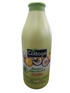 Gel de Dus si Lapte de Baie Cottage, cu Ananas si Cocos, 750 ml