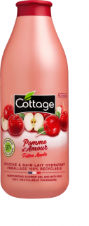 Gel de Dus si Lapte de Baie Cottage Pomme de Amour, cu Mar Caramelizat, 750 ml