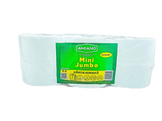 Hartie igienica Mini Jumbo Amiano, alba, 2 straturi, 12 role,Misavan