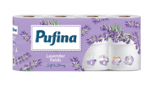 Hartie igienica Pufina Lux Campuri de Lavanda, 8 role, 3 straturi