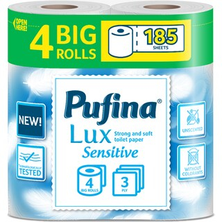Hartie igienica Pufina Sensitive Lux ,3 straturi, 4 role