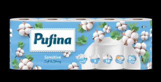 Hartie igienica Pufina Soft Sensitive, 10 role, 3 straturi