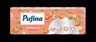 Hartie igienica Pufina Soft  Strong, Piersica, 10 role, 3 straturi