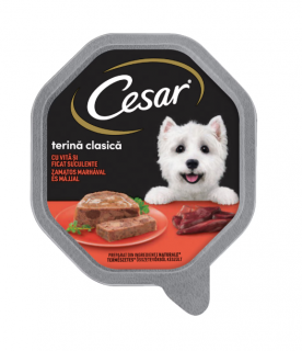 Hrana umeda pentru caini adulti, Cesar, cu vita si ficat, 150 g