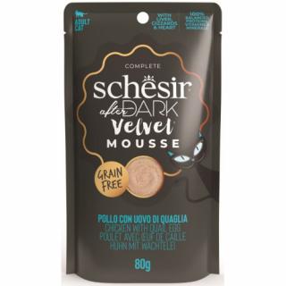 Hrana umeda pentru pisici Schesir After Dark Plic, mousse cu Pui si Ou de Prepelita 80 gr