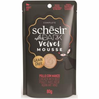 Hrana umeda pentru pisici Schesir After Dark Plic, mousse cu Pui si Vita 80 gr