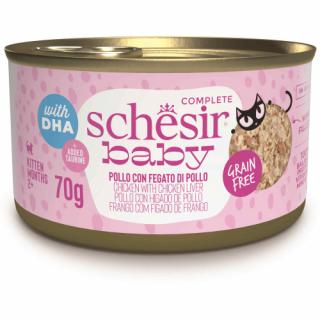 Hrana umeda pentru pisici Schesir Baby Conserva, Supa cu Pui si Ficat 70 gr