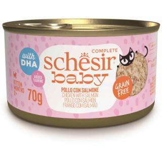 Hrana umeda pentru pisici Schesir Baby Conserva, Supa cu Pui si Somon 70 gr