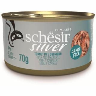 Hrana umeda pentru pisici Schesir Silver Conserva, cu Ton si Macrou 70 gr