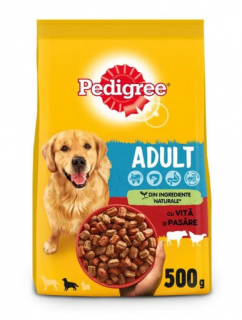 Hrana uscata pentru caini adulti Pedigree, cu vita si pasare, 500 g