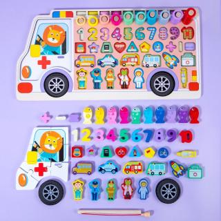 Joc logaritmic cu multiple activitati, Placa Montessori 6 in 1 in Forma de salvare