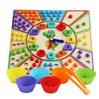 Joc Montessori Motricitate Asocieri si Ceas cu forme Pincer Ball Game