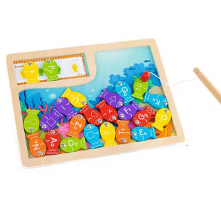 Joc Montessori Pescuit Magnetic cu pestisori colorati cu litere